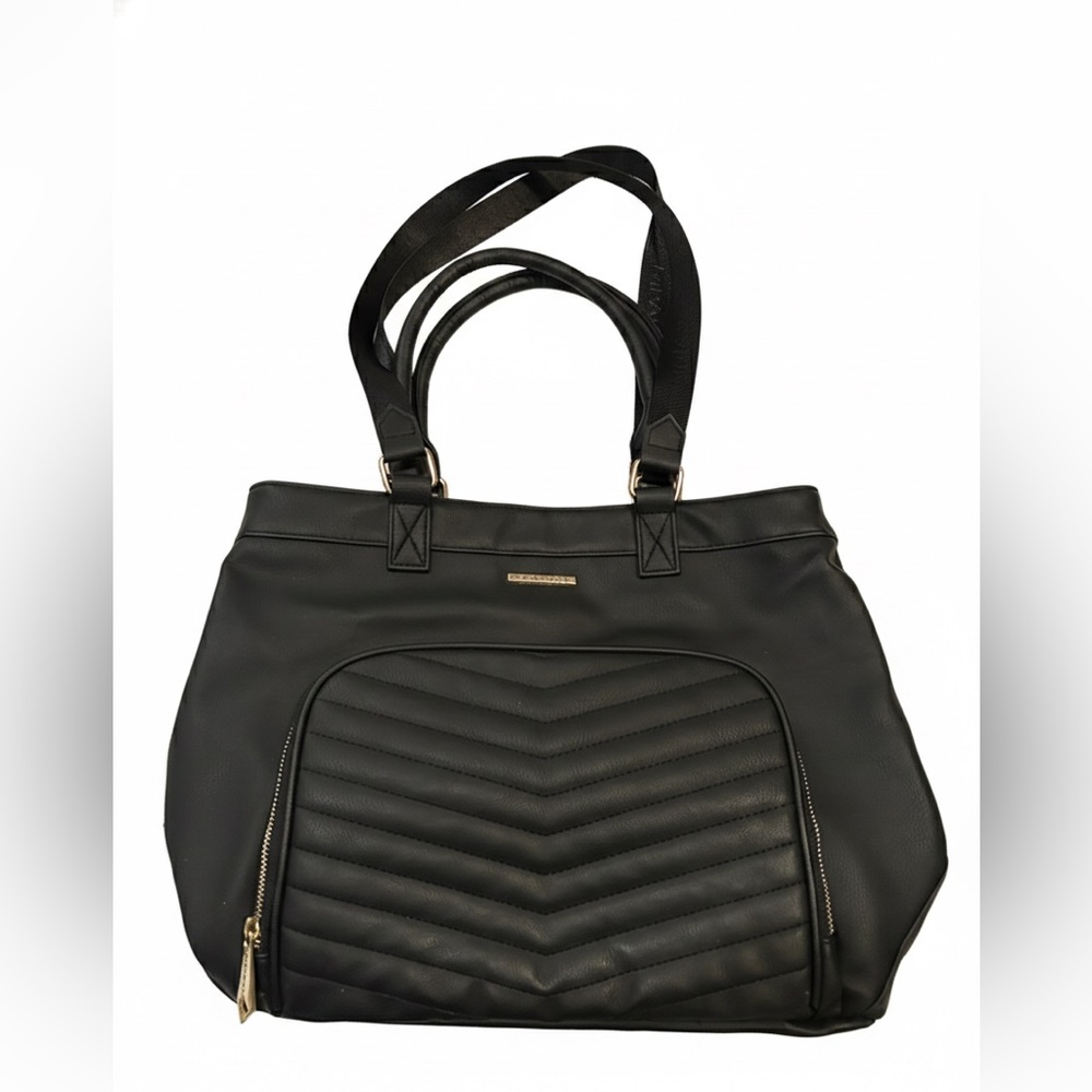 Rampage Black Quilted Women's 2 way Hand Tote Shoulder Bag Leather Large